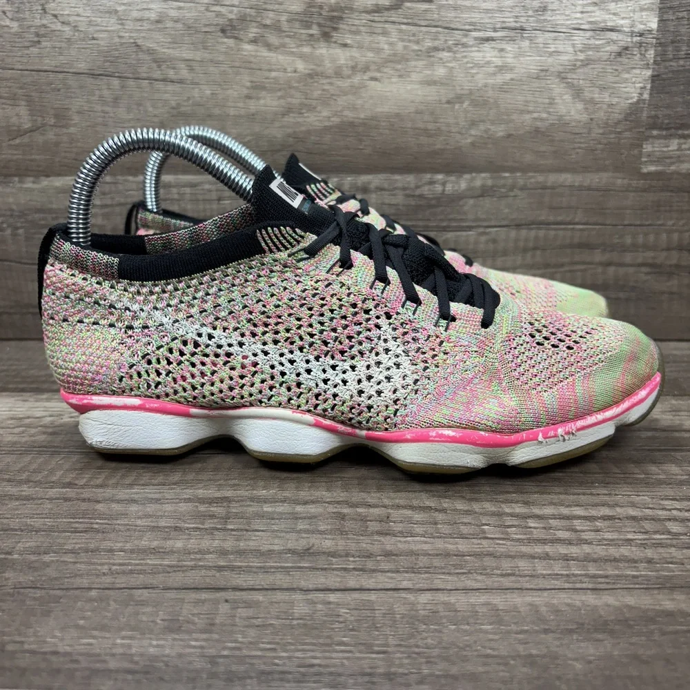 Nike Flyknit Zoom Pink Green Womens US Size 8 EUR 39 698616-301 Running Shoes